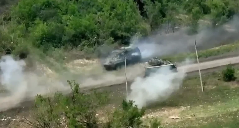 Ukraine war video appears to show US-supplied Bradley fighting vehicle and Russian APC in a head-on firefight