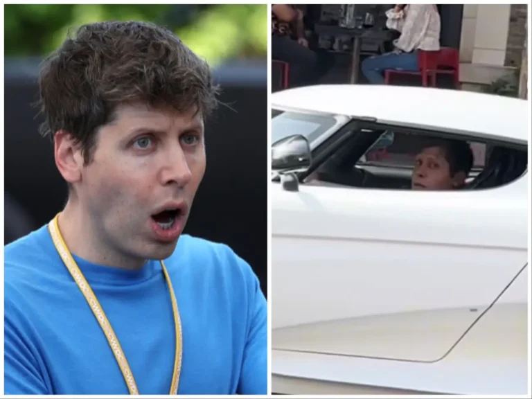 Sam Altman is seen driving a car that can cost $5 million. Everyone is thanking him for helping them pass their tests.