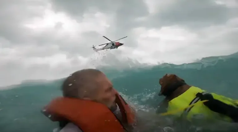 Dramatic video shows US Coast Guard rescue a man and his dog after their boat started sinking during Hurricane Helene