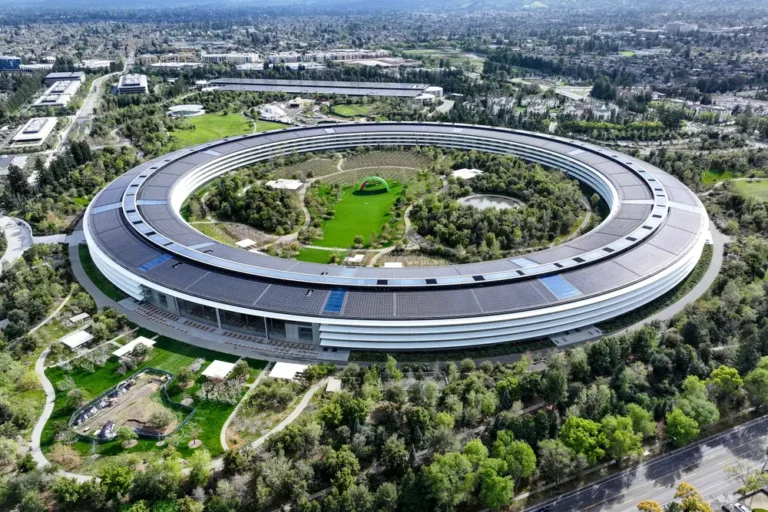 Apple’s latest addition to its $5 billion campus is built into a hillside like a modern-day Hobbit hole