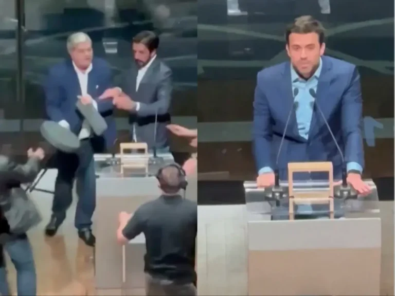 A Brazilian mayoral candidate attacked his opponent with a chair mid-debate