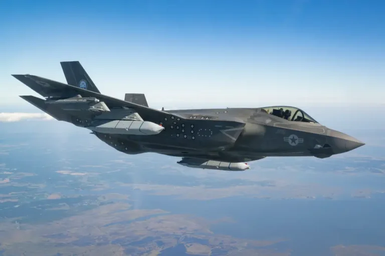 An F-35 was caught on camera for the first time carrying the stealthy long-range anti-ship missiles it could need in a fight with China