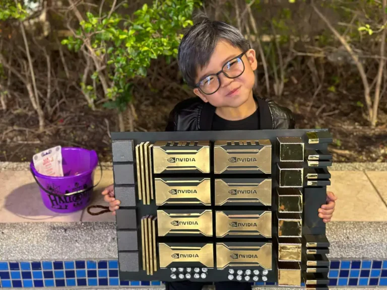 This 5-year-old kid who dressed up as Jensen Huang for a festival has already won Halloween