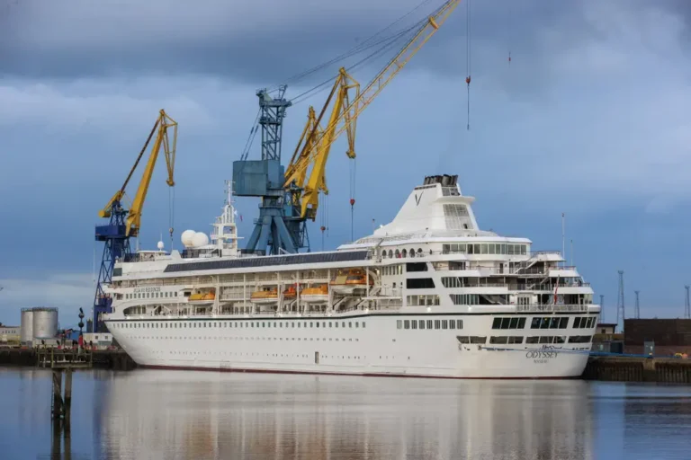 A residential cruise ship is still anchored off Belfast after finally being released from its 4-month purgatory