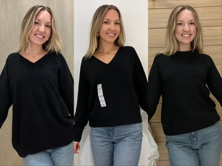 I tried on basic black sweaters from Banana Republic, Old Navy, and Gap. My top choice reminded me that you get what you pay for.