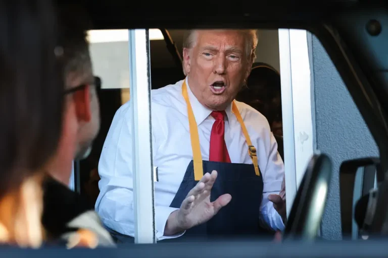 Trump cooks fries at McDonald’s as he attempts to cast doubt on Harris’ earlier employment at the chain