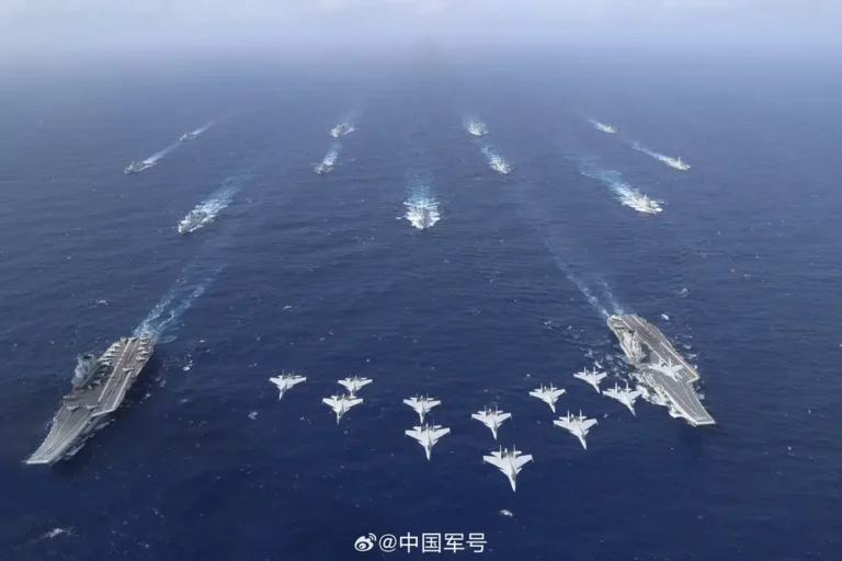 China’s navy flexed new muscles in the South China Sea with its first dual aircraft carrier drills