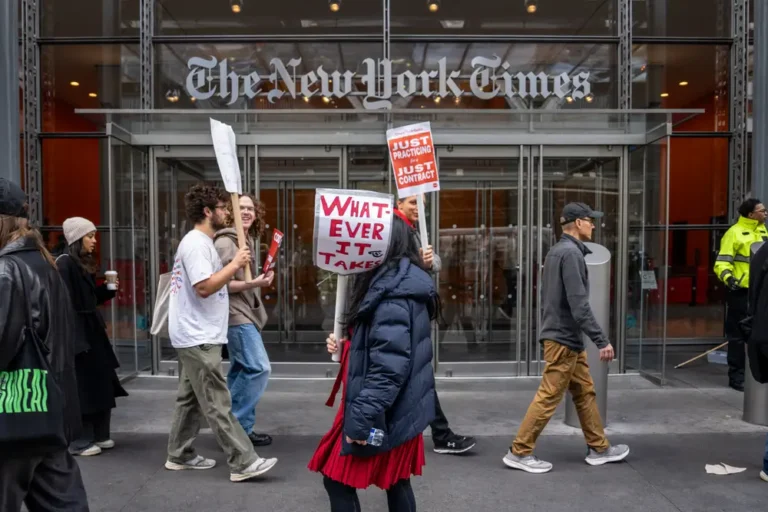 Dozens of New York Times tech workers cross the picket line on Election Day