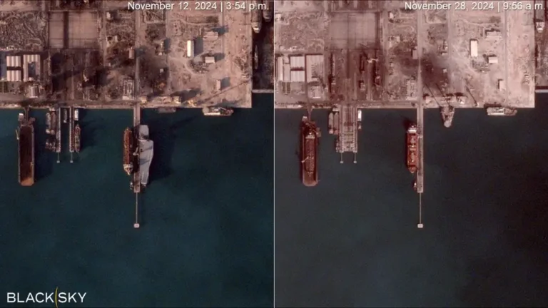 Satellite images show Iran’s new drone carrier has set sail, leaving its home port for the first time