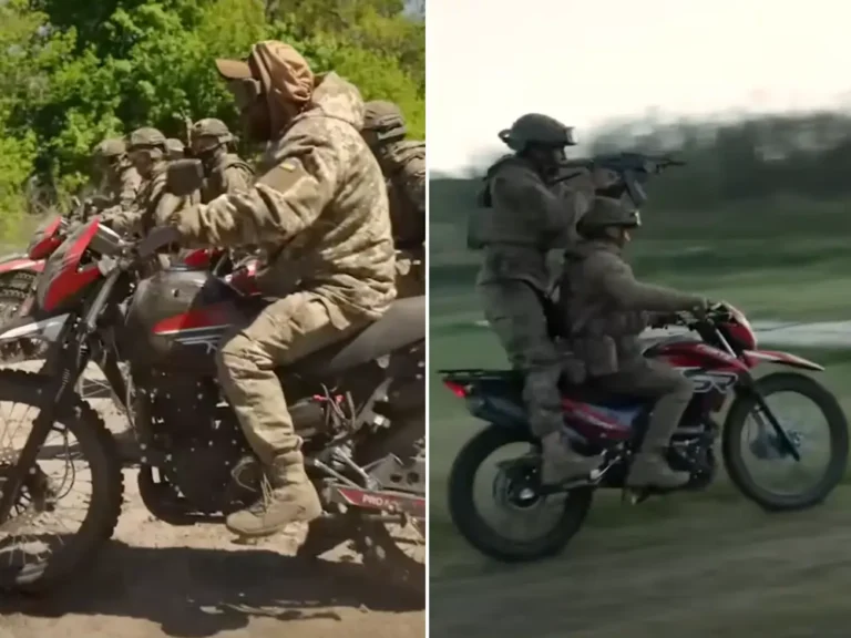 Ukraine has a new motorcycle attack unit that rushes gun-toting troops into battle on off-road bikes