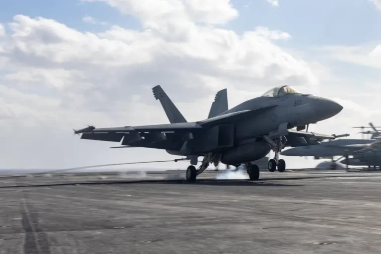 A US Navy aircraft carrier in the Red Sea fight just lost a third Super Hornet. The $60 million jet went overboard on landing.